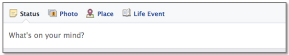 The Facebook status prompt box.