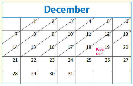 a calendar with a due date